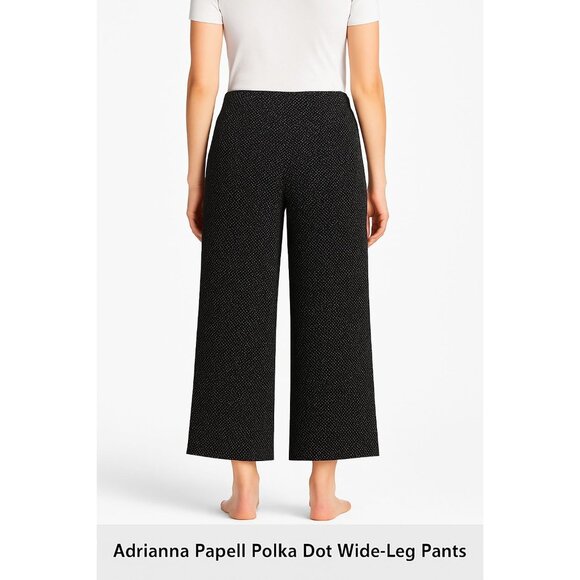 Adrianna Papell Polka Dot Culotte Pants Retro Wide Leg Trousers Goucho Siz Large - Picture 3 of 10
